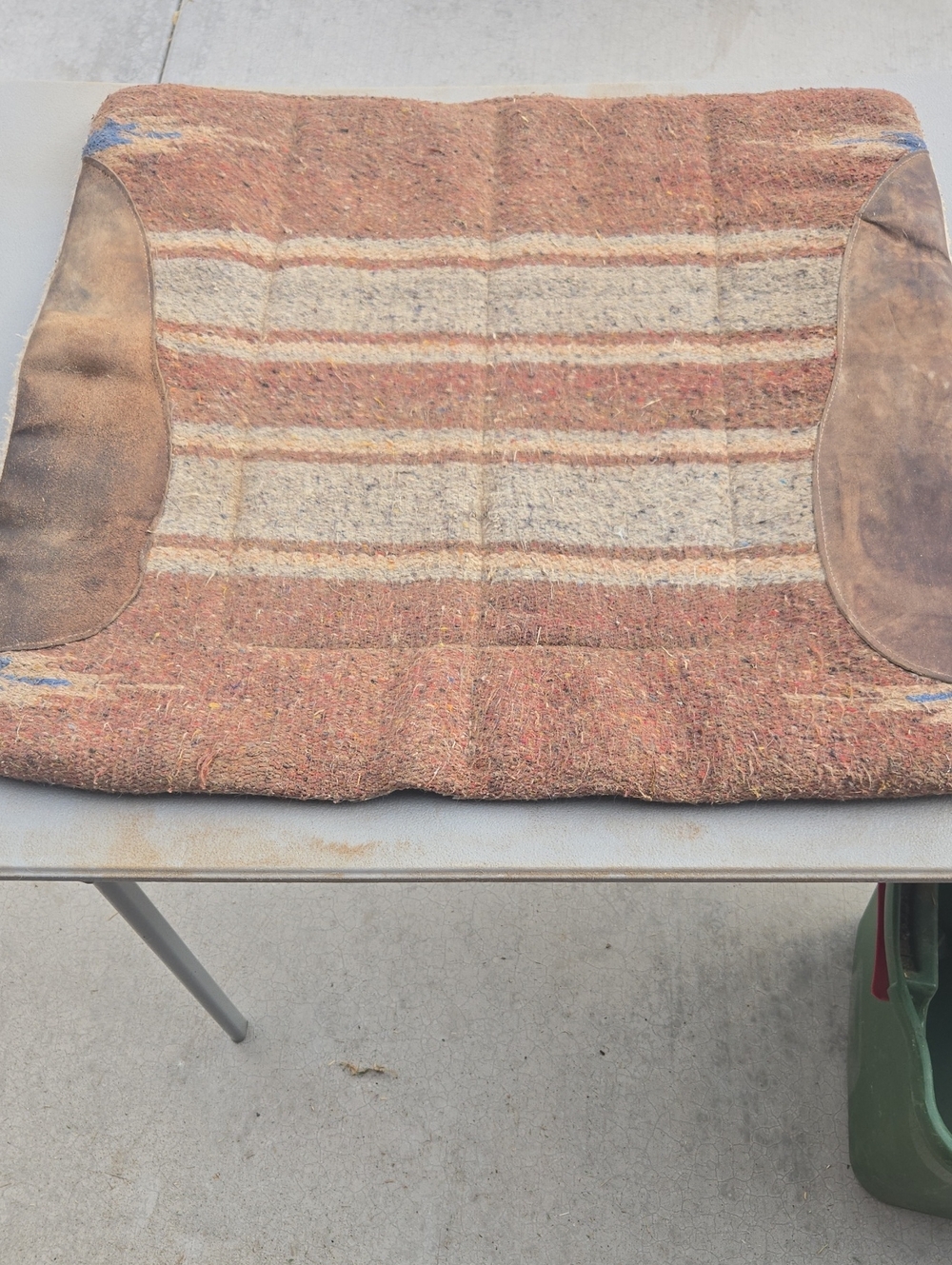 Western Saddle BlankRust and Cream Striped Saddle Pad with Brown Leather Patches